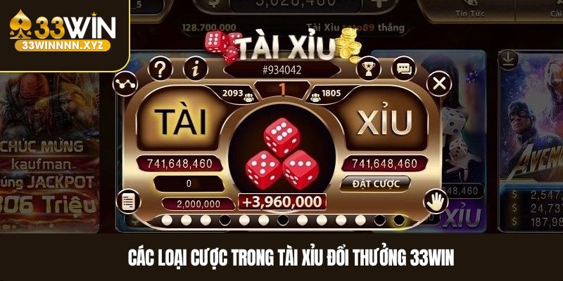 Các loại cược trong tài xỉu đổi thưởng 33WIN